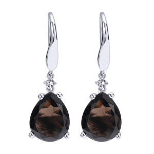 Gabriel Fashion Silver Color Solitaire Drop Earrings EG11737SVJMC