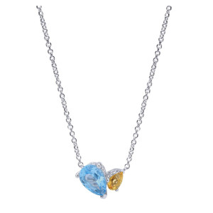 Gabriel Fashion Silver Color Solitaire Necklace NK4314SVJMC