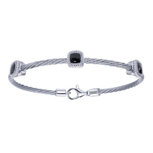 Gabriel Fashion Silver Two-Tone Hampton Stainless Steel Bangle Bracelet BG2765E8MXJJJ
