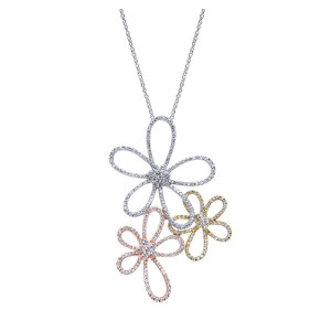 Gabriel Fashion 14 Karat Two-Tone Floral Necklace NK1278M44JJ
