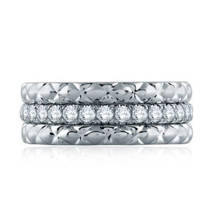 A.JAFFE FR3193E 14 Karat diamond wedding ring, front view