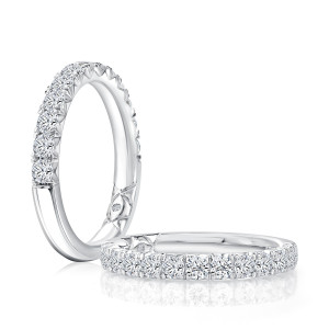 A.JAFFE MRCEC3694L 14 Karat diamond wedding ring, front view