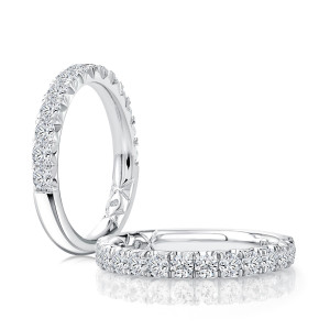 A.JAFFE MRCOV3695L 14 Karat diamond wedding ring, front view