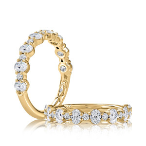 A.JAFFE MRCRD2956L 14 Karat diamond wedding ring, front view