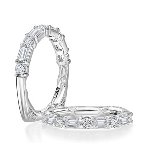 A.JAFFE MRSNEC3750Q 14 Karat diamond wedding ring, front view