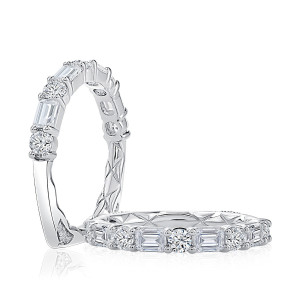 A.JAFFE MRSNOV3606Q 14 Karat diamond wedding ring, front view