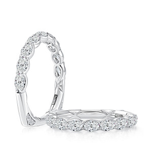 A.JAFFE MRSNOV3689Q 14 Karat diamond wedding ring, front view