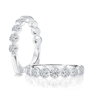 A.JAFFE MRSNRD3688Q 14 Karat diamond wedding ring, front view