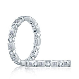 A.JAFFE WR1050 14 Karat diamond wedding ring, front view