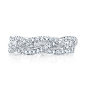 A.JAFFE WR1090 14 Karat diamond wedding ring, front view