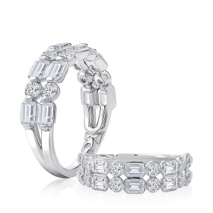 A.JAFFE WRC3594L 14 Karat diamond wedding ring, front view