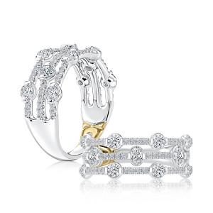 A.JAFFE WRC3681L Platinum diamond wedding ring, front view