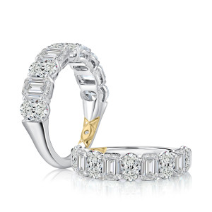 A.JAFFE WRC3685L 14 Karat diamond wedding ring, front view