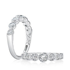 A.JAFFE WRC3828Q 14 Karat diamond wedding ring, front view