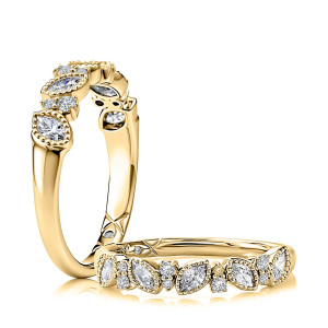 A.JAFFE WRC4349L 14 Karat diamond wedding ring, front view