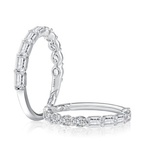 A.JAFFE WRC4465LH 14 Karat diamond wedding ring, front view