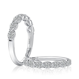 A.JAFFE WRC4467L 14 Karat diamond wedding ring, front view