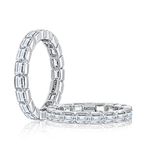 A.JAFFE WRECC1493H Platinum diamond wedding ring, front view