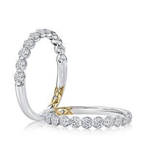 A.JAFFE WRRDB3218LH Platinum diamond wedding ring, front view