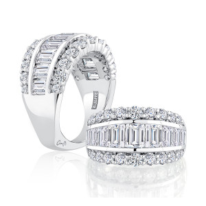 A.JAFFE WRS1465 14 Karat diamond wedding ring, front view