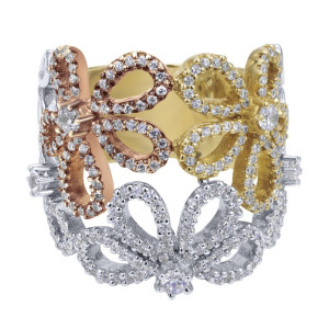 Gabriel Fashion 14 Karat Multi-Tone Floral Ladies' Ring LR4966G44JJ