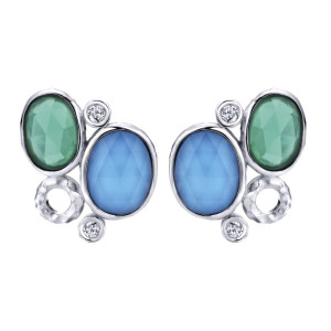 Gabriel Fashion Silver Cirque Stud Earrings EG12550SVJMC