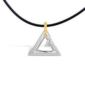 Steven Kretchmer - Beveled Logo Tension Set Pendant in 18 Karat or Platinum