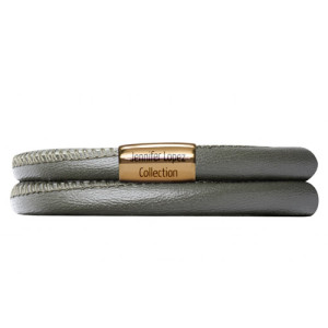 JLo Collection Endless Jewelry Anthracite Metallic Double Bracelet Gold Lock 1054