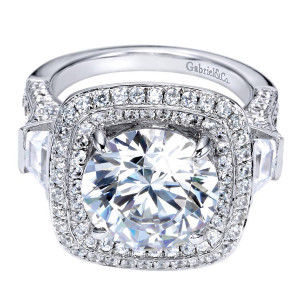 Gabriel Contemporary ER8310W83JJ 18 karat white gold engagement ring with diamond halo