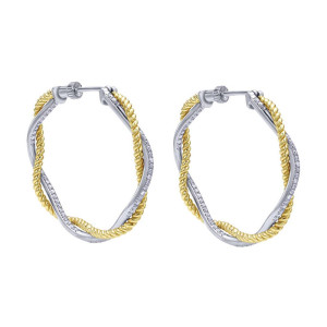 Gabriel Fashion 14 Karat Two-Tone Hoops Classic Earrings EG10342M44JJ