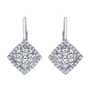 Gabriel Fashion 14 Karat Clustered Diamonds Leverback Earrings EG10885W44JJ