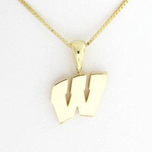 University of Wisconsin Motion "W" 14 Kt Yellow Gold Pendant Sm