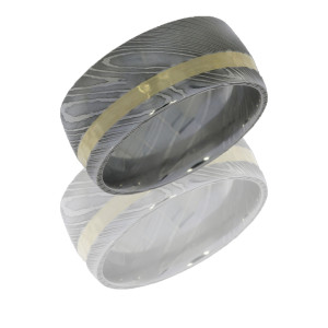 Lashbrook D10D12OC-14KY POLISH Damascus Steel Wedding Ring or Band
