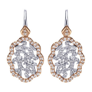 Gabriel Fashion 14 Karat Two-Tone Lusso Diamond Drop Earrings EG11987T44JJ