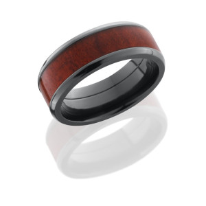 Lashbrook ZHW8B15(NS)/REDHEART POLISH Hard Wood Wedding Ring or Band