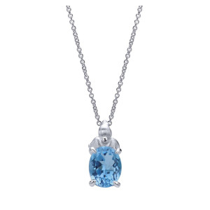 Gabriel Fashion Silver Color Solitaire Necklace NK4338SVJTC