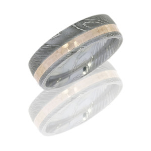 Lashbrook D7D12OC-14KR DULL POLISH Damascus Steel Wedding Ring or Band
