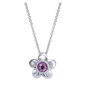 Gabriel Fashion Silver Floral Necklace NK3756SVJAM