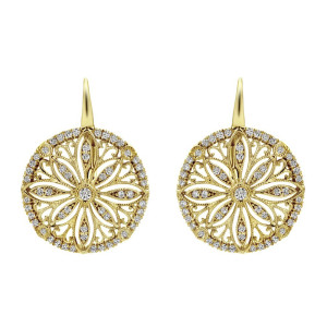 Gabriel Fashion 14 Karat Lace Leverback Earrings EG12573Y45JJ