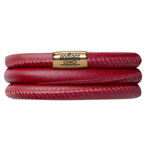 Endless Jewelry Red Triple Bracelet Gold Lock 12507