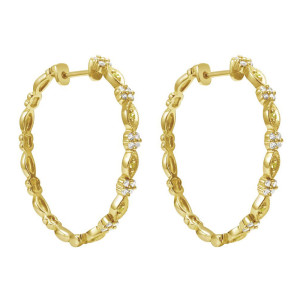 Gabriel Fashion 14 Karat Hoops Classic Earrings EG10231Y44YS