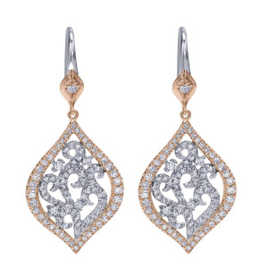 Gabriel Fashion 14 Karat Two-Tone Lace Drop Earrings EG11990T44JJ