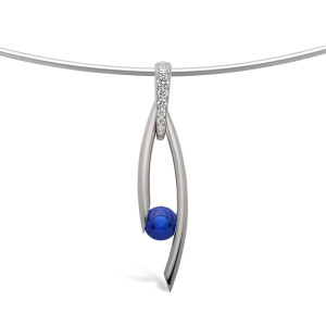 Steven Kretchmer - Drop with Pave Bail Tension Set Pendant in 18 Karat or Platinum