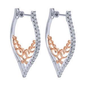 Gabriel Fashion 14 Karat Two-Tone Hoops Fancy Earrings EG12073T45JJ
