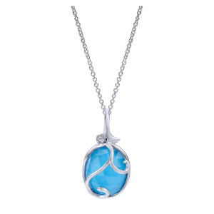 Gabriel Fashion Silver Color Solitaire Necklace NK4496SV5XT