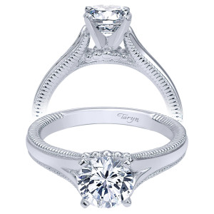 Taryn 14k White Gold Round Split Shank Engagement Ring TE10186W4JJJ