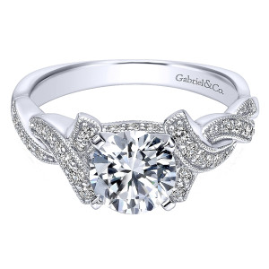 Gabriel - Cynthia 14 Karat Round Twisted Engagement Ring ER10434W44JJ