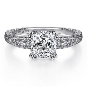 Gabriel 14 Karat Cushion Cut Diamond Engagement Ring ER11827C6W44JJ