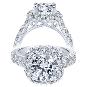 Taryn 18K White Gold Round Halo Engagement Ring TE11986R8W83JJ