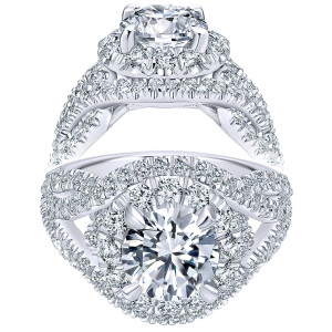 Taryn 18K White Gold Round Double Halo Engagement Ring TE11996R6W83JJ